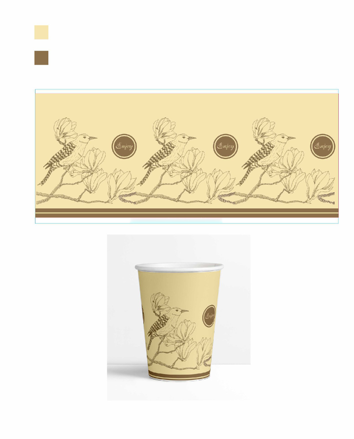 vaso amarillo dibujo con pajaro