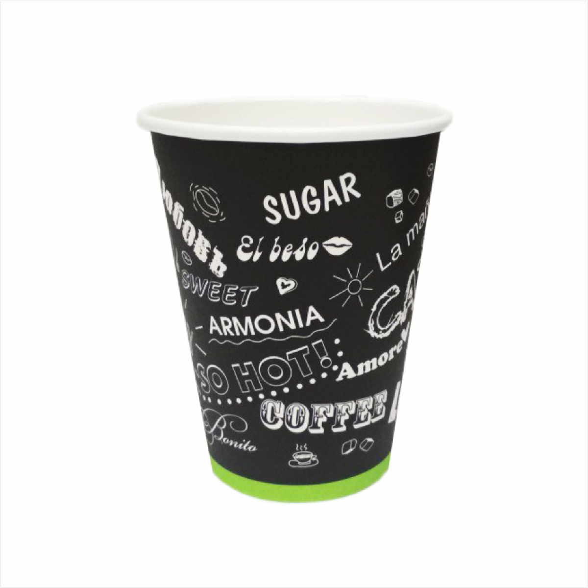 vaso negro con palabras