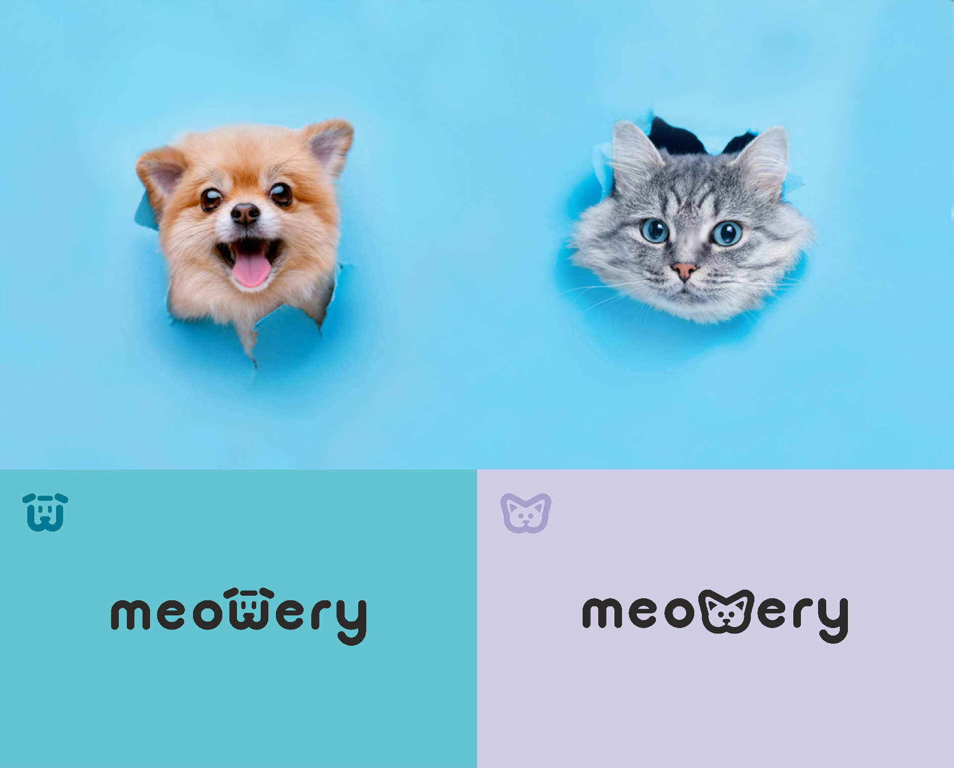 meowery_cat_and_dog_logo meowery gato y perro logo